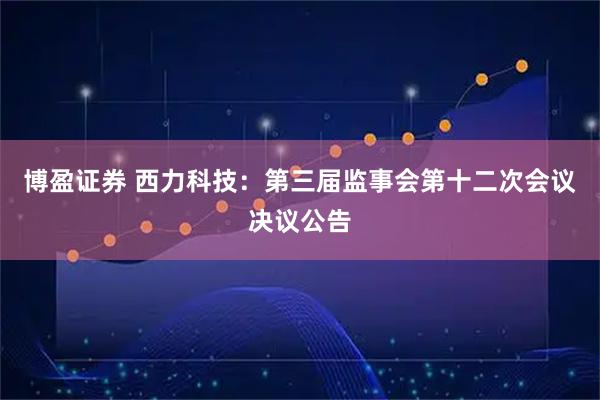博盈证券 西力科技：第三届监事会第十二次会议决议公告