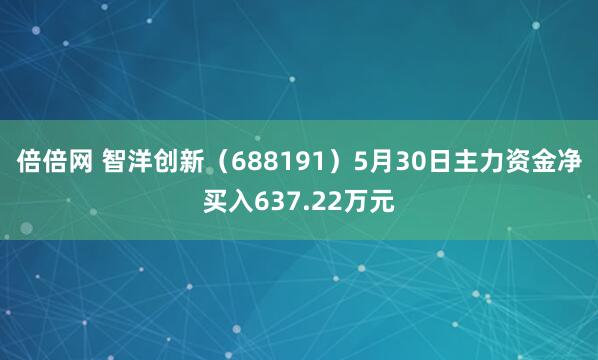 倍倍网 智洋创新（688191）5月30日主力资金净买入637.22万元