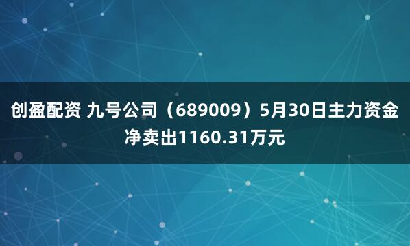 创盈配资 九号公司（689009）5月30日主力资金净卖出1160.31万元