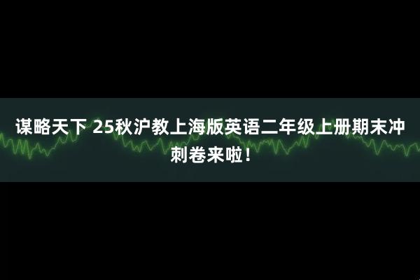 谋略天下 25秋沪教上海版英语二年级上册期末冲刺卷来啦！